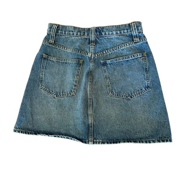 Madewell Stretch Denim A Line Snap Mini Skirt Button Front Womens Size 25 - Picture 5 of 12
